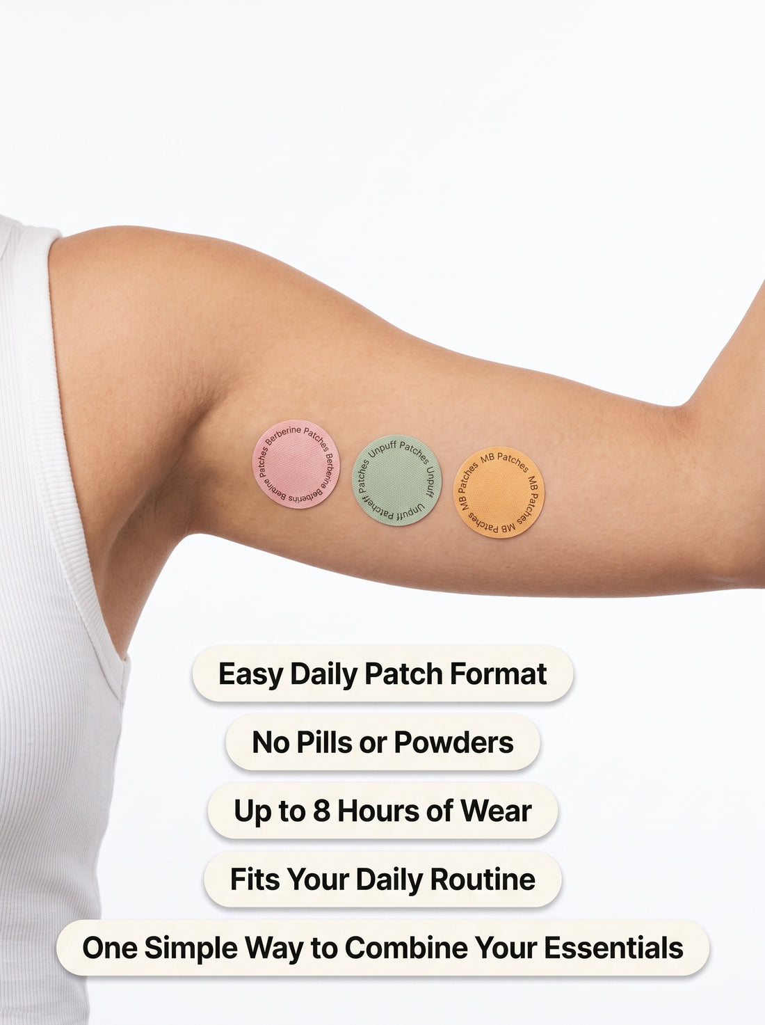 Model holding Metabolic Trio patches